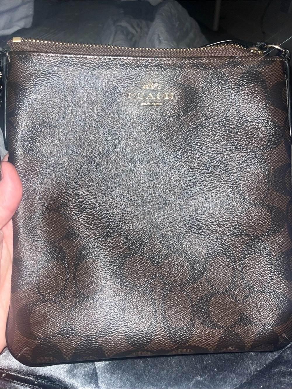 Coach Brown Signature Messenger Bag with Gold Hardware